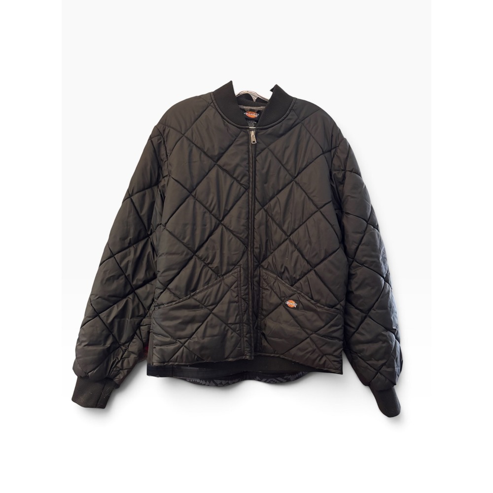 Dickies Mens Diamond Quilted Nylon Bomber Jacket Black 61242BK Size Medium